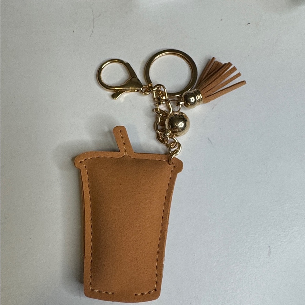 Gold Iced Coffee Rhinestone Keychain - Picture 2 of 2